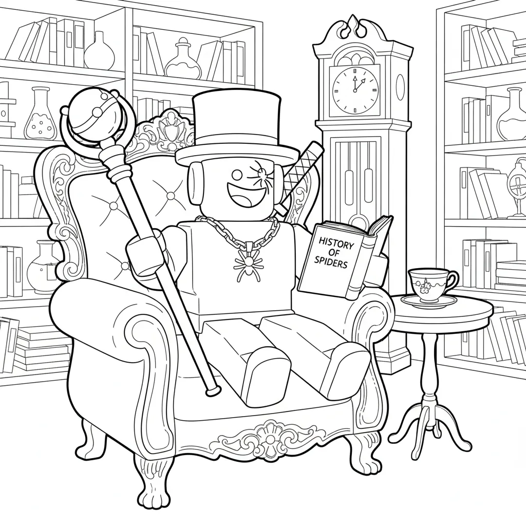 Kleurplaat Roblox Sammy 10 roblox sammy in bibliotheek met staf kleurplaat