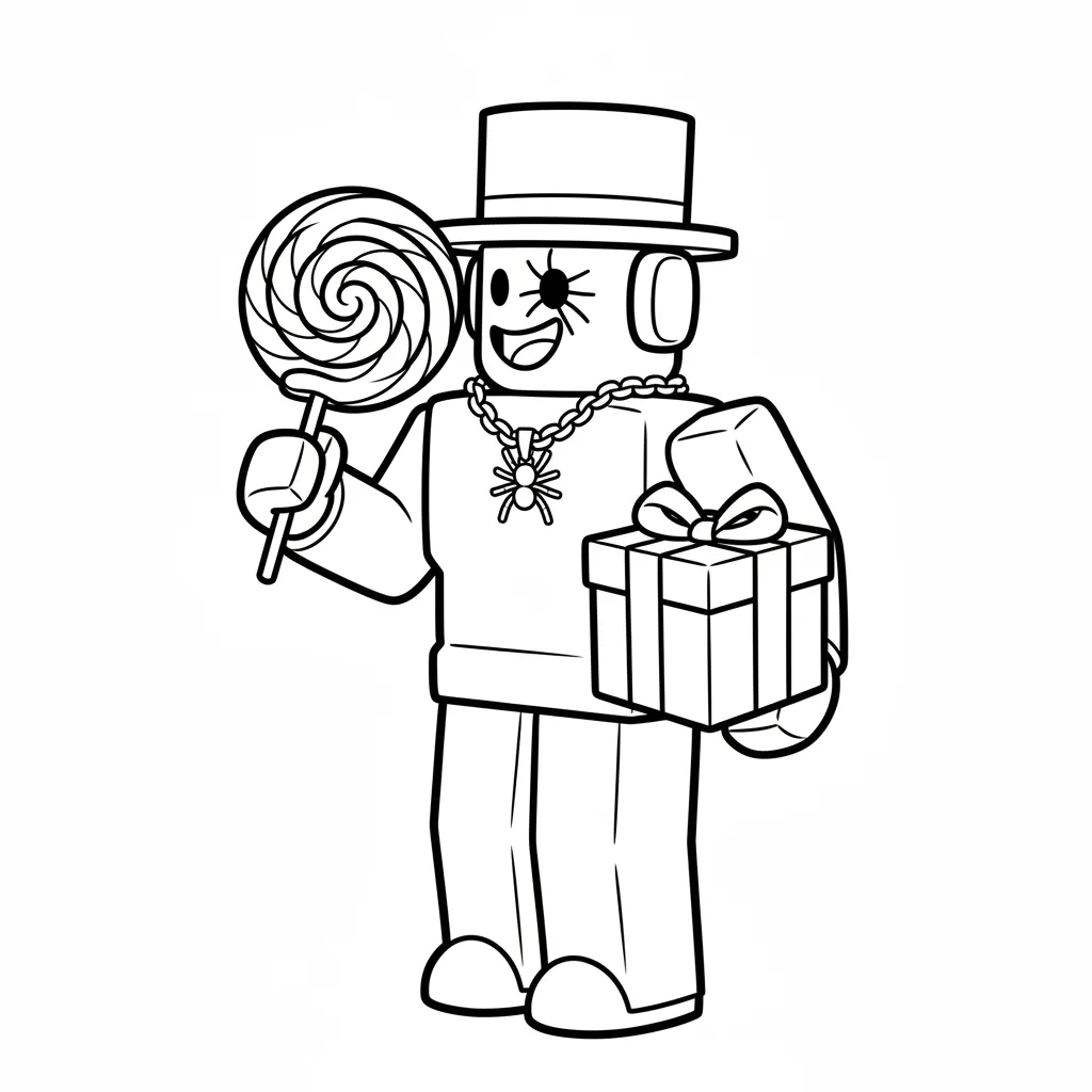 Kleurplaat Roblox Sammy 11 roblox sammy met lolly en cadeau kleurplaat