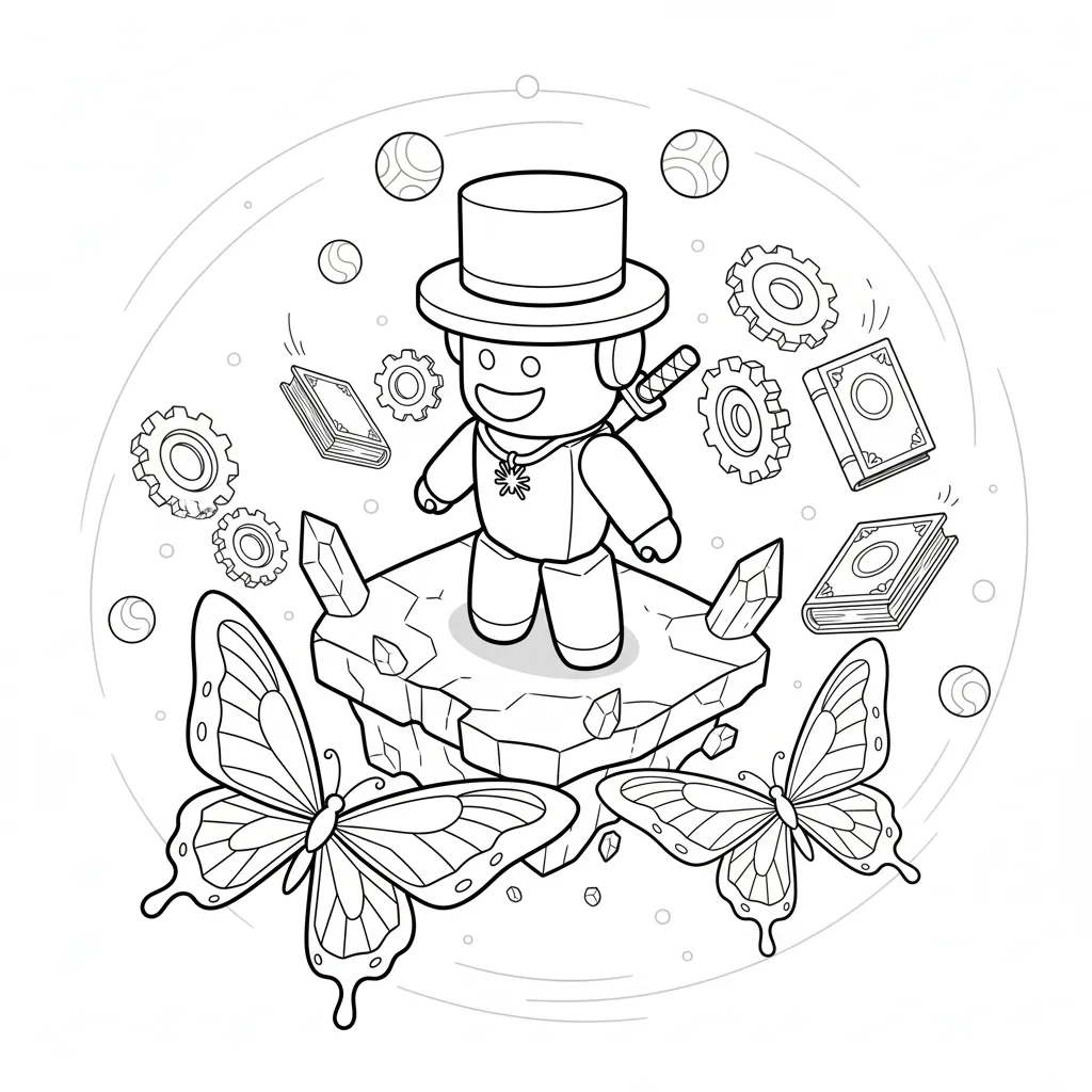 Kleurplaat Roblox Sammy 13 roblox sammy op eiland met vlinders kleurplaat