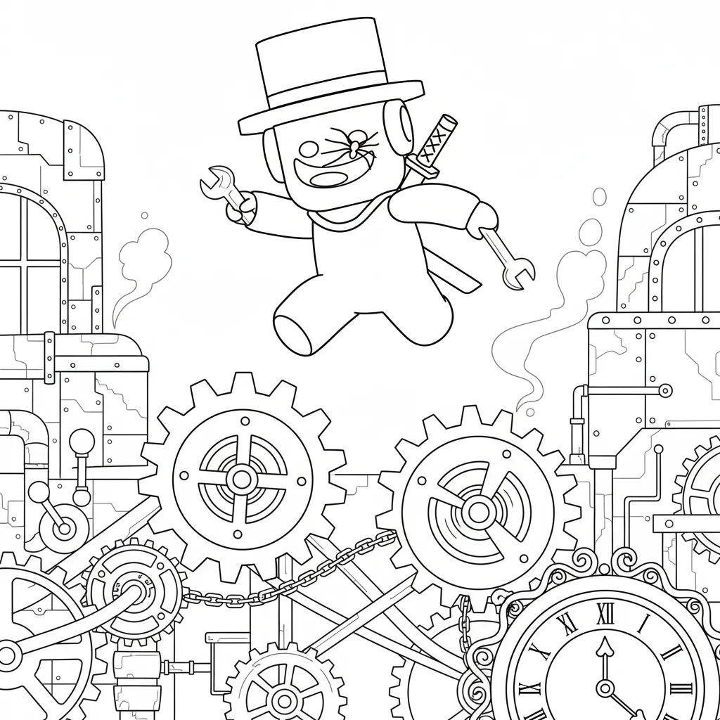 Kleurplaat Roblox Sammy 21 roblox sammy tussen raderen en machines kleurplaat