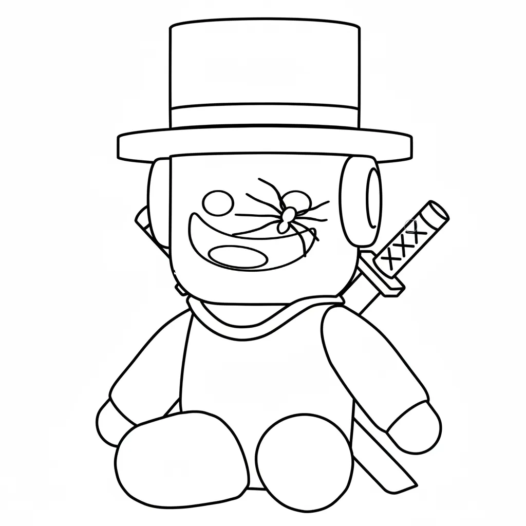 Kleurplaat Roblox Sammy 23 roblox sammy zittend met hoed kleurplaat