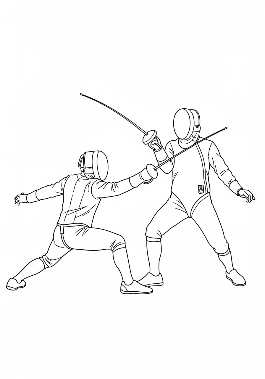 Kleurplaat Olympische Spelen 29 schermers duel kleurplaat