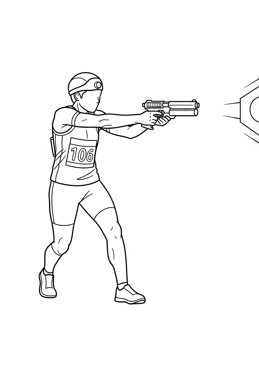 Kleurplaat Olympische Spelen 30 schietsport laserpistool kleurplaat