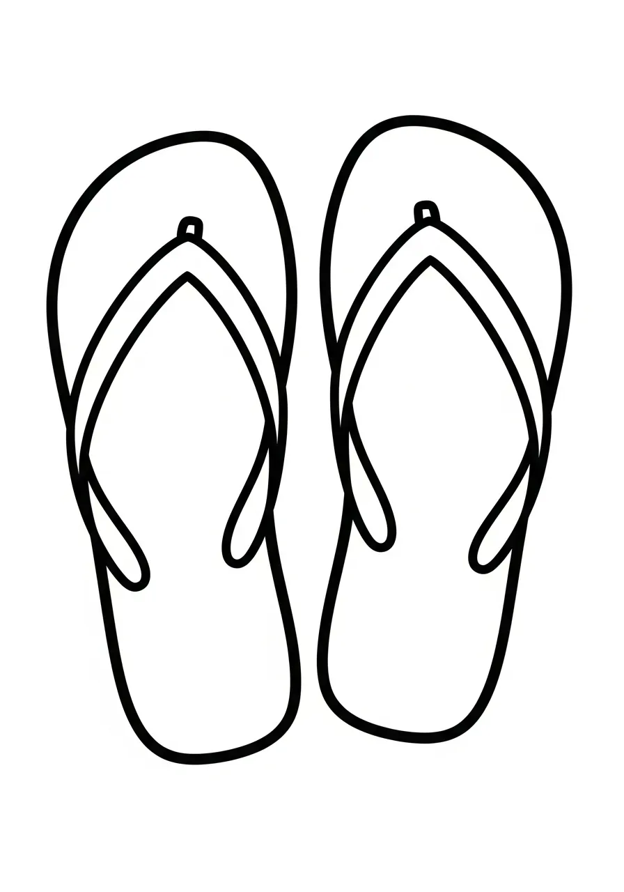 simpele teenslippers kleurplaat