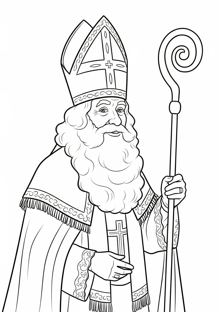 sinterklaas met mijter en staf kleurplaat
