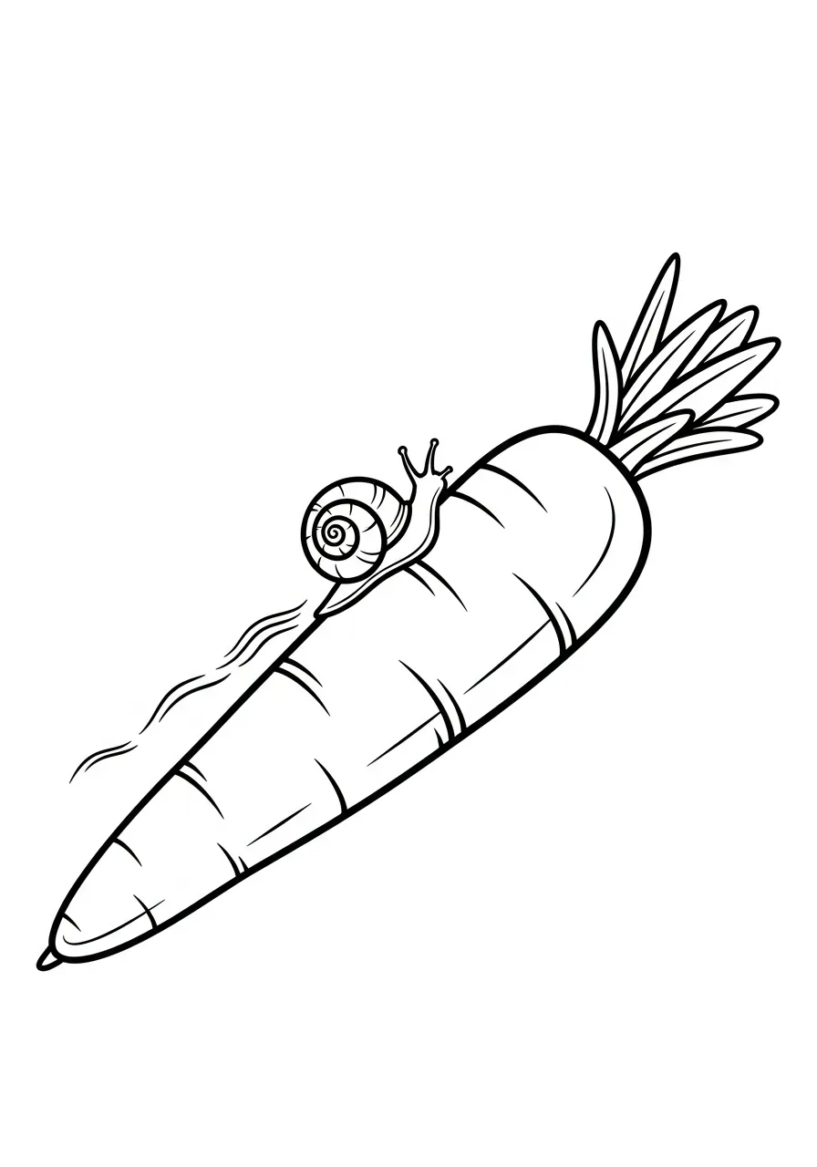 slak op lange wortel kleurplaat