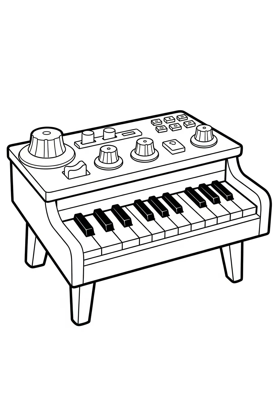 Piano Kleurplaat 26 speelgoed piano met knoppen kleurplaat