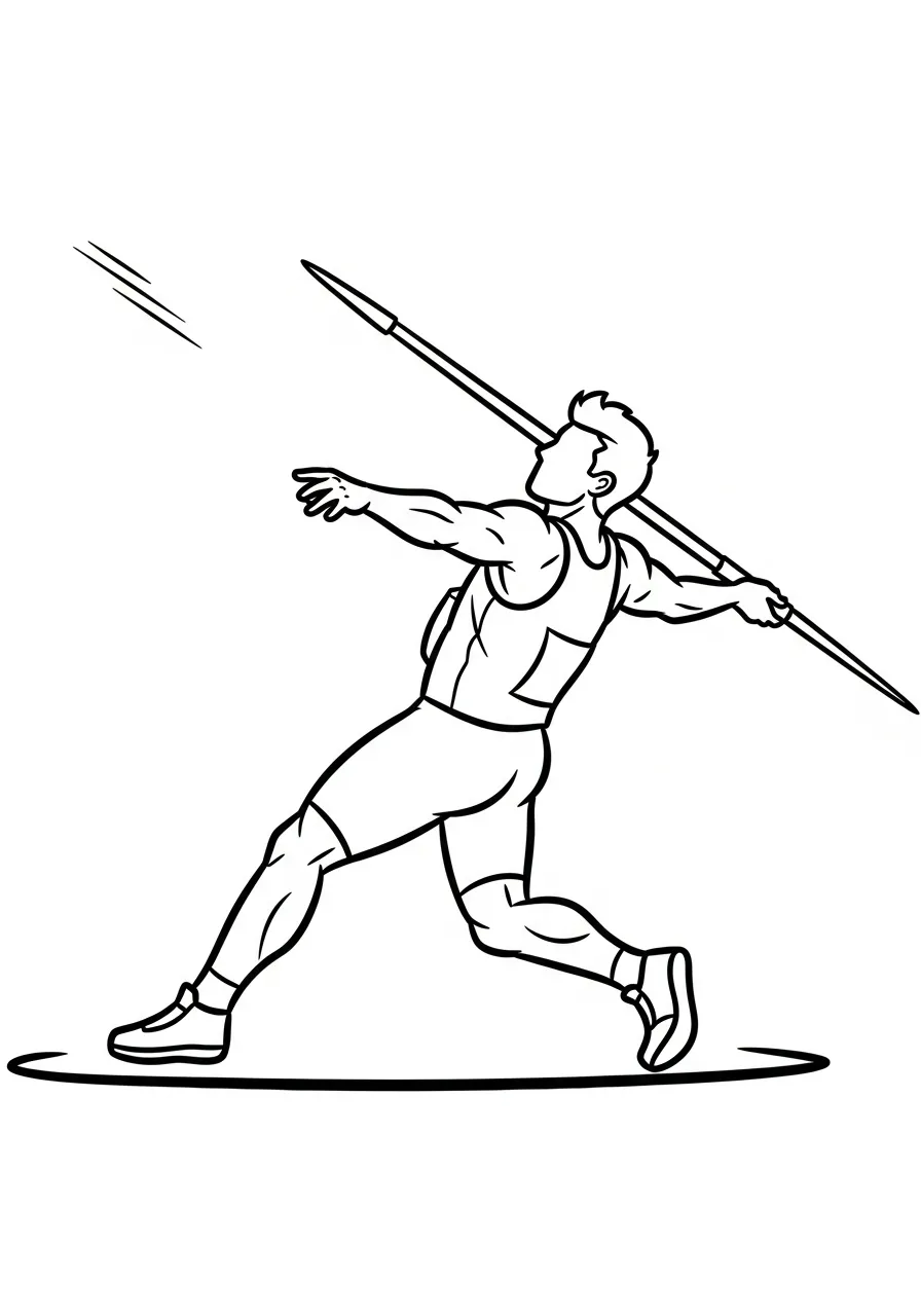 Kleurplaat Olympische Spelen 32 speerwerpen sporter kleurplaat