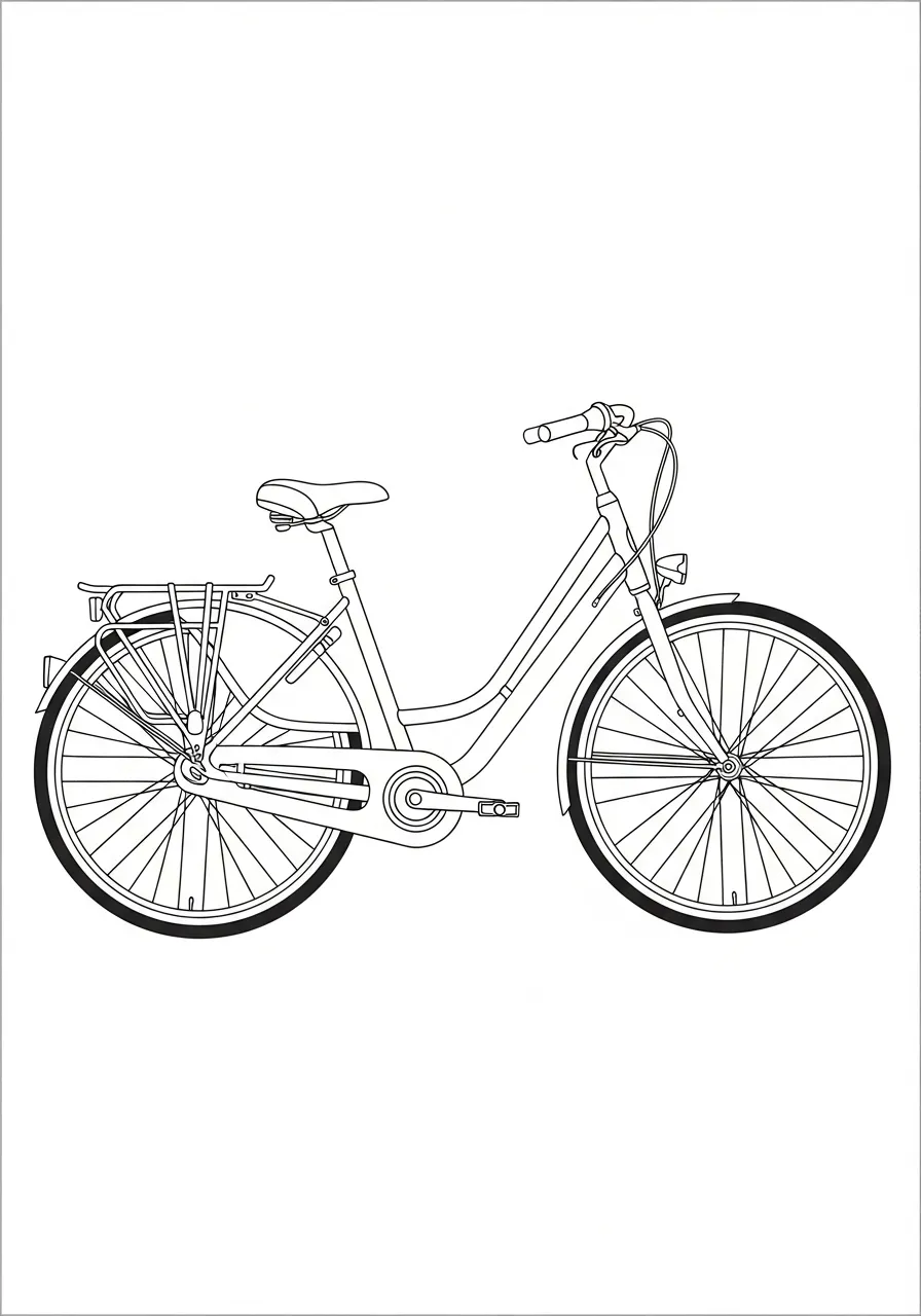 stadsfiets met bagagedrager eenvoudige lijnen kleurplaat