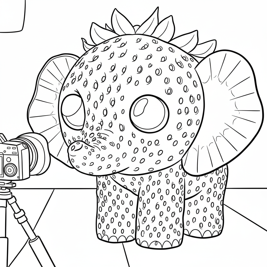 Strawberry Elephant Kleurplaat 14 strawberry olifant bij fotosessie kleurplaat