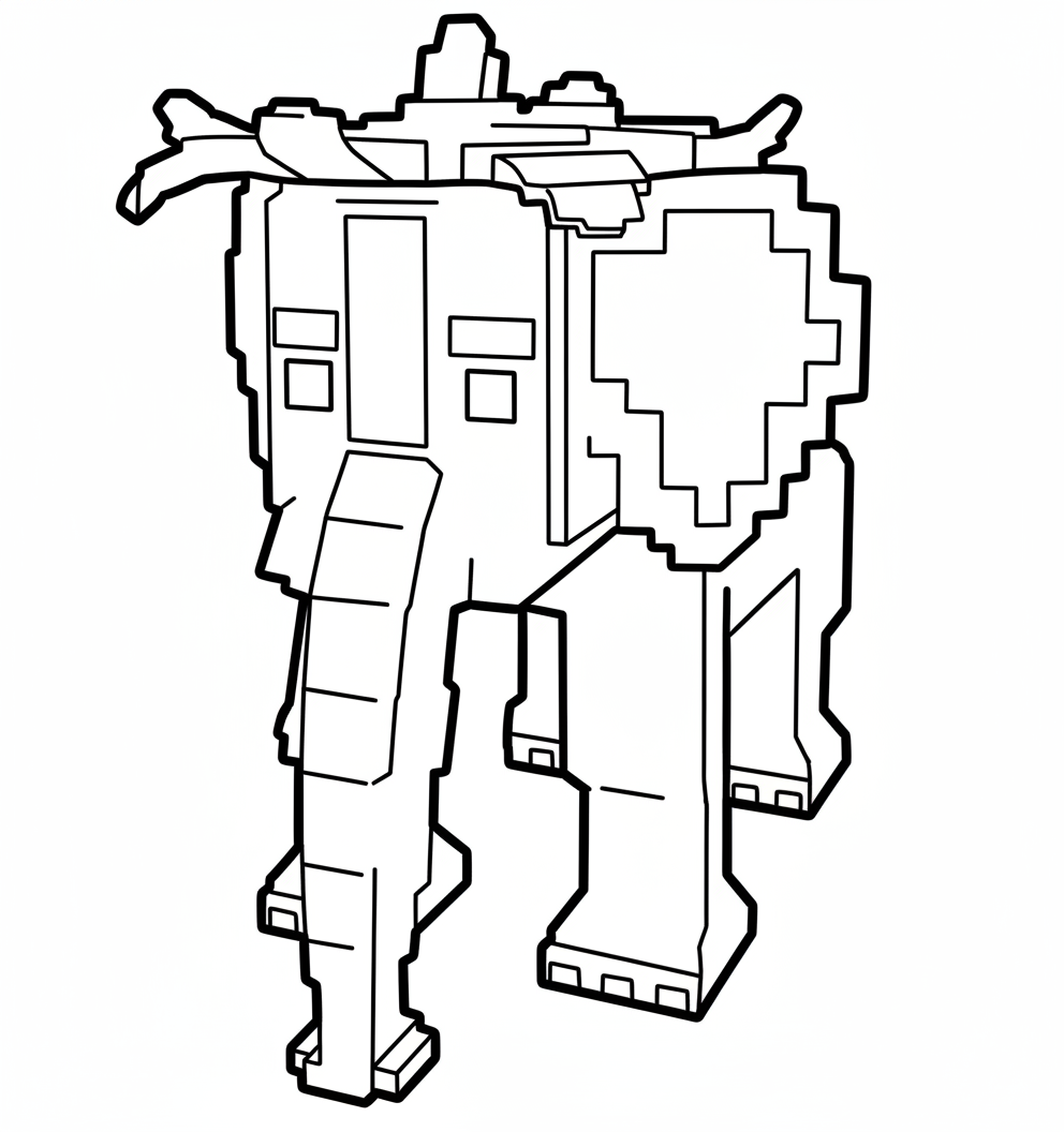 strawberry olifant pixelstijl kleurplaat