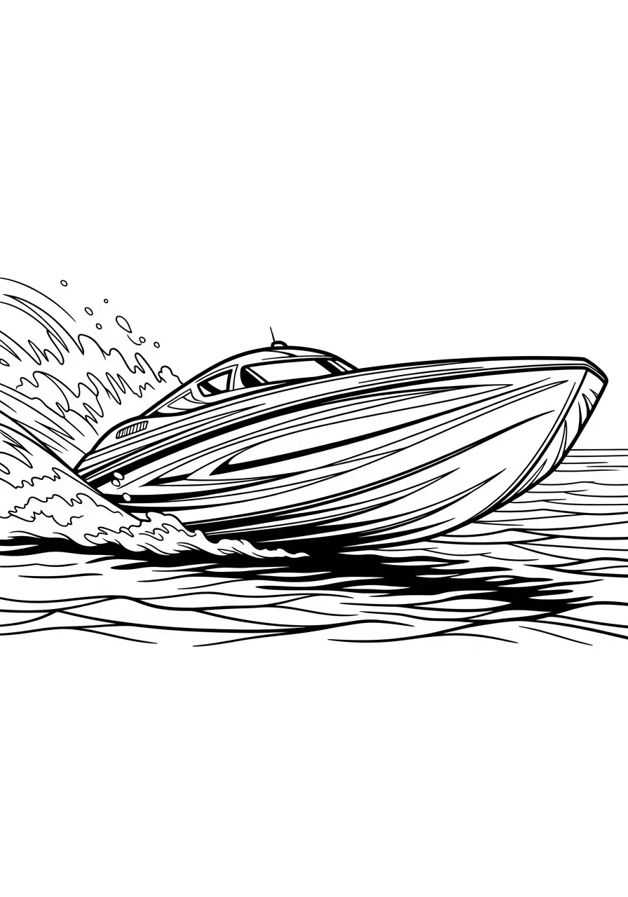 Kleurplaat Boot 29 supersnelle motorboot kleurplaat