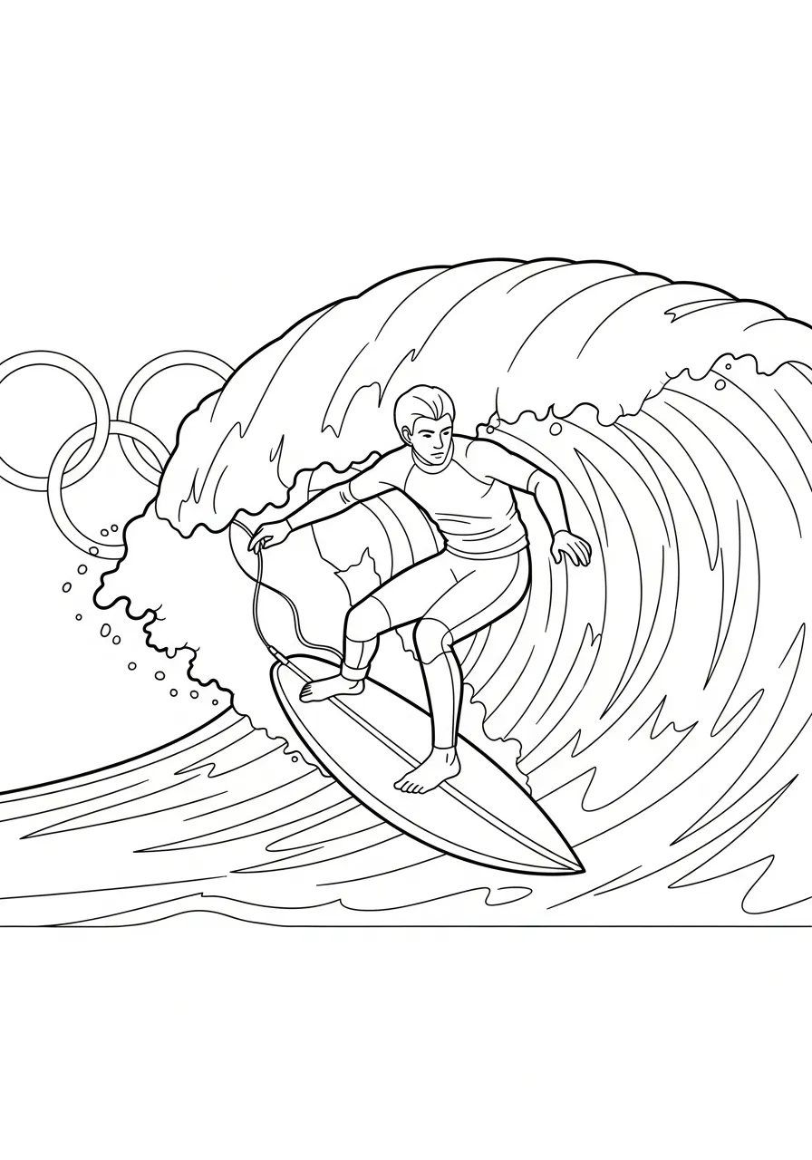 Kleurplaat Olympische Spelen 34 surfen op olympische golf kleurplaat