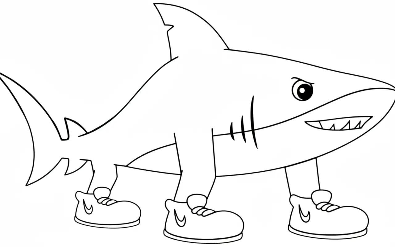 Kleurplaat Tralalero Tralala 9 tralalero tralala blije haai met schoenen kleurplaat