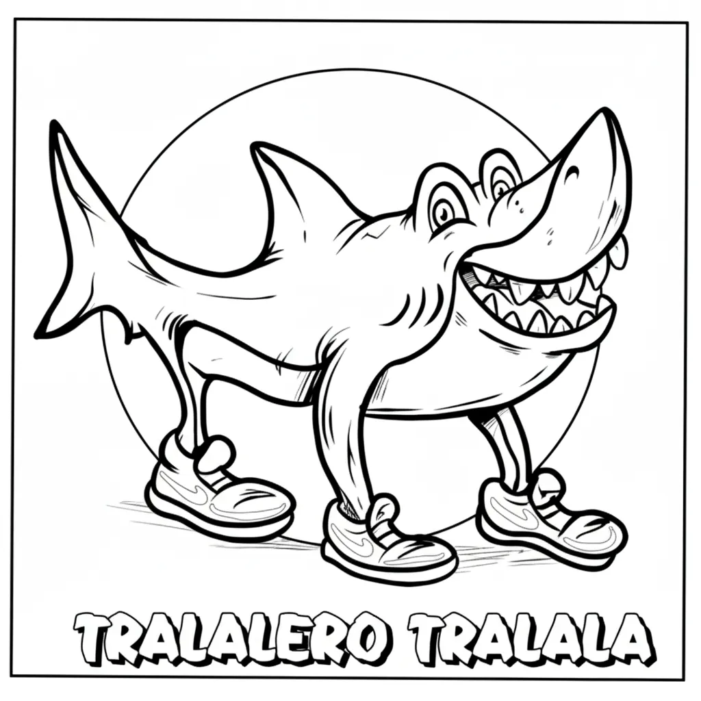 Kleurplaat Tralalero Tralala 13 tralalero tralala grappige haai met sportschoenen kleurplaat