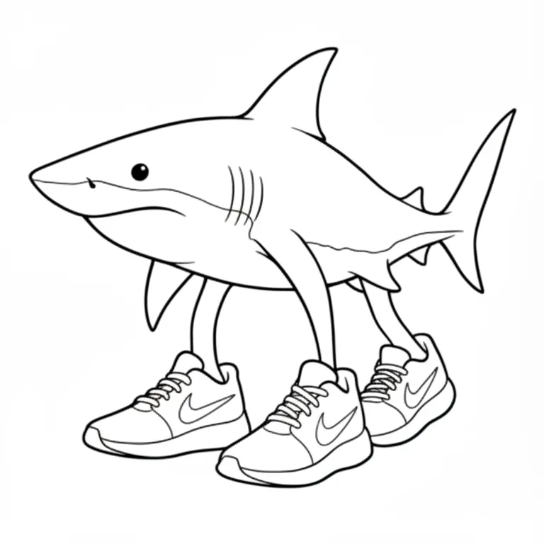 Kleurplaat Tralalero Tralala 19 tralalero tralala haai met publiek op de achtergrond kleurplaat