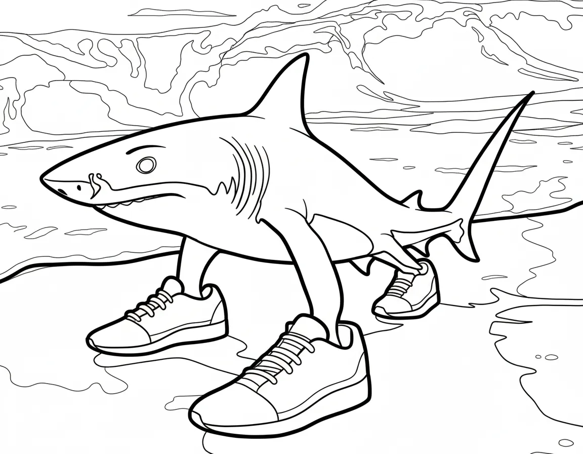 Kleurplaat Tralalero Tralala 23 tralalero tralala haai op sneakers kleurplaat