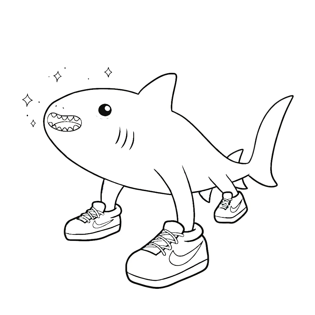 Kleurplaat Tralalero Tralala 26 tralalero tralala schattige haai met schoenen kleurplaat