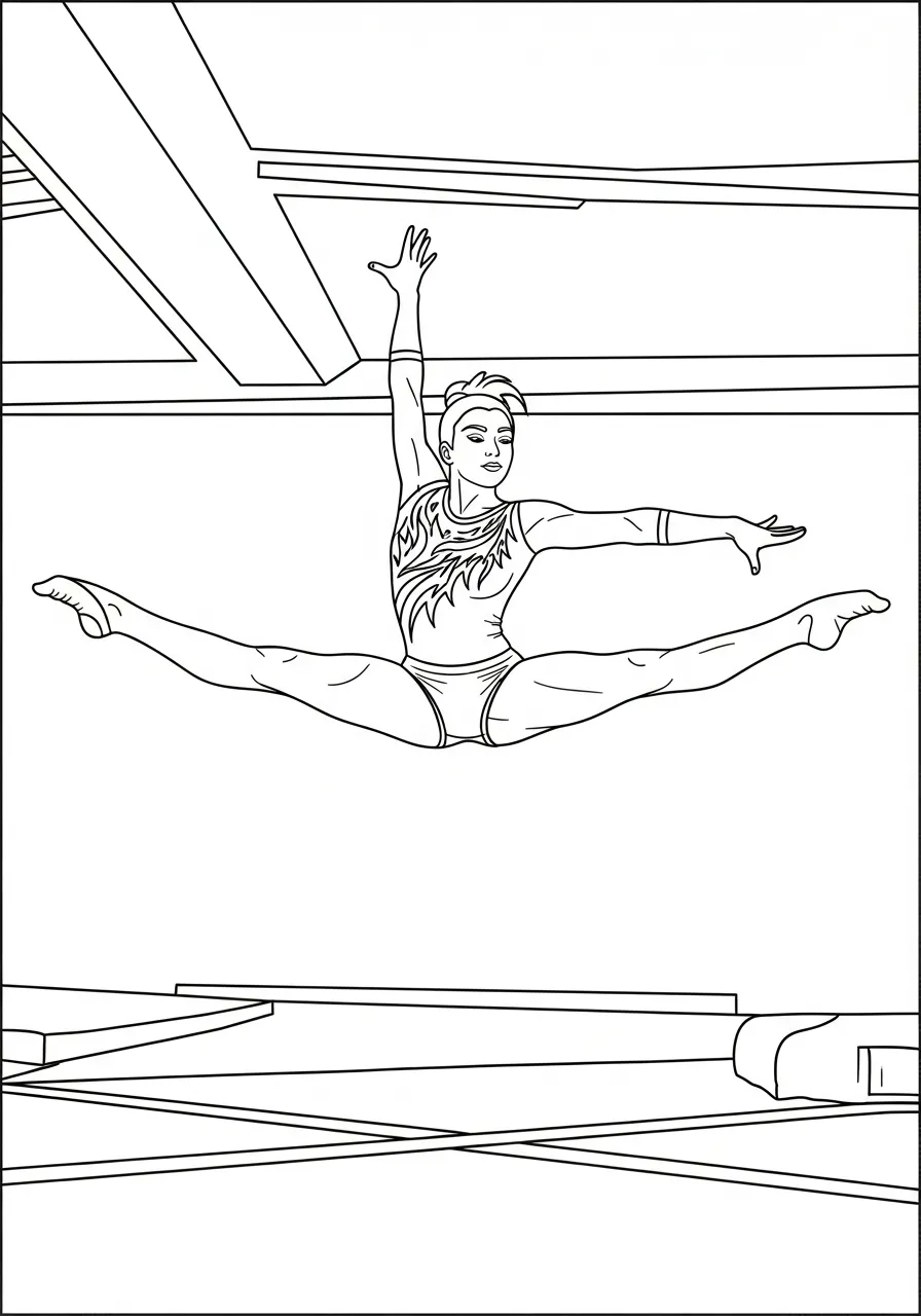 turnster in split sprong kleurplaat