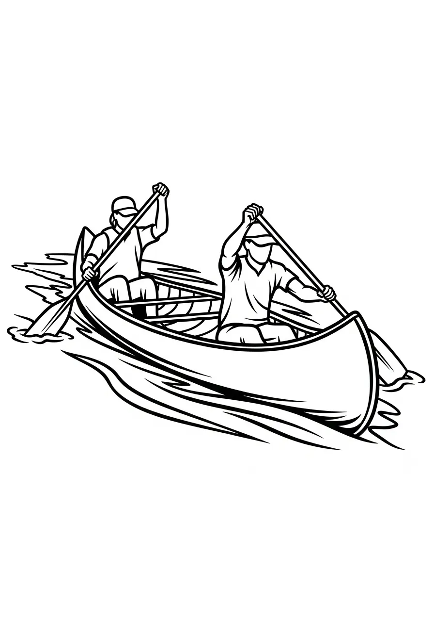 Kleurplaat Boot 30 twee kanoers kleurplaat