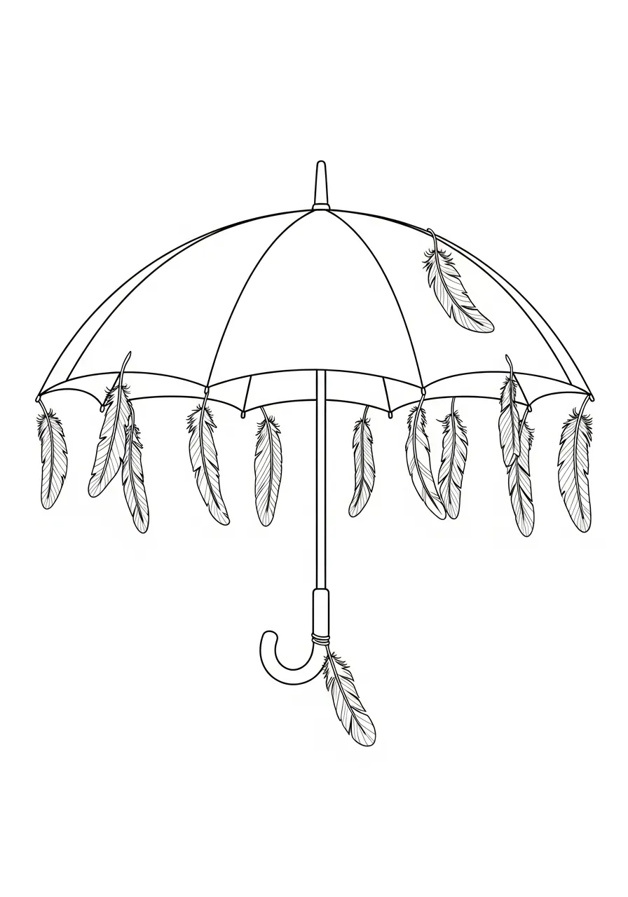 Paraplu Kleurplaat 33 veren paraplu ontwerp kleurplaat