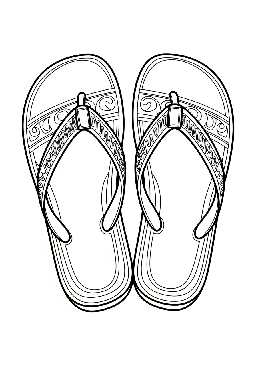 versierde teenslippers kleurplaat