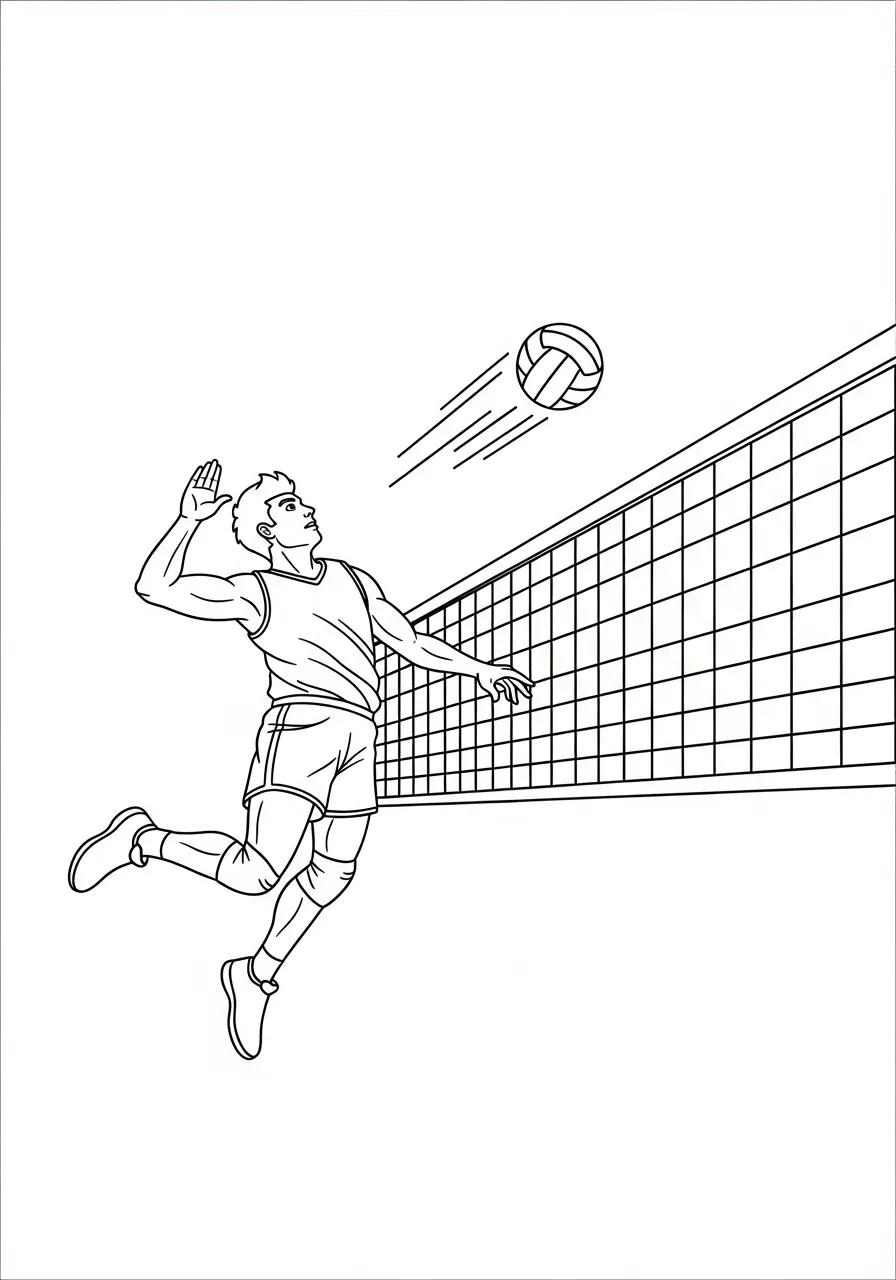 Kleurplaat Olympische Spelen 37 volleybal smash kleurplaat