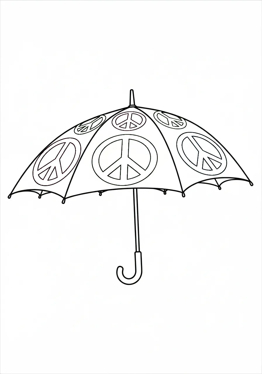Paraplu Kleurplaat 35 vredesteken paraplu symbool van vrede kleurplaat