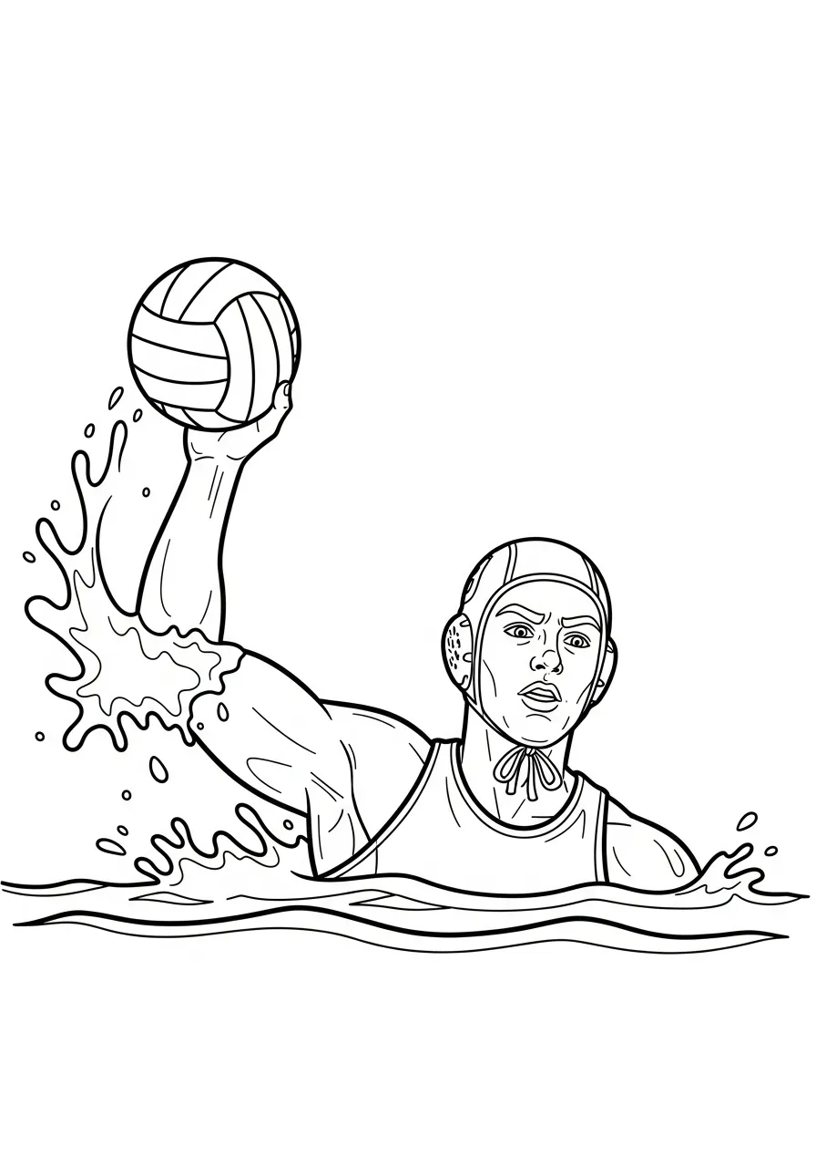 Kleurplaat Olympische Spelen 38 waterpolo met bal kleurplaat