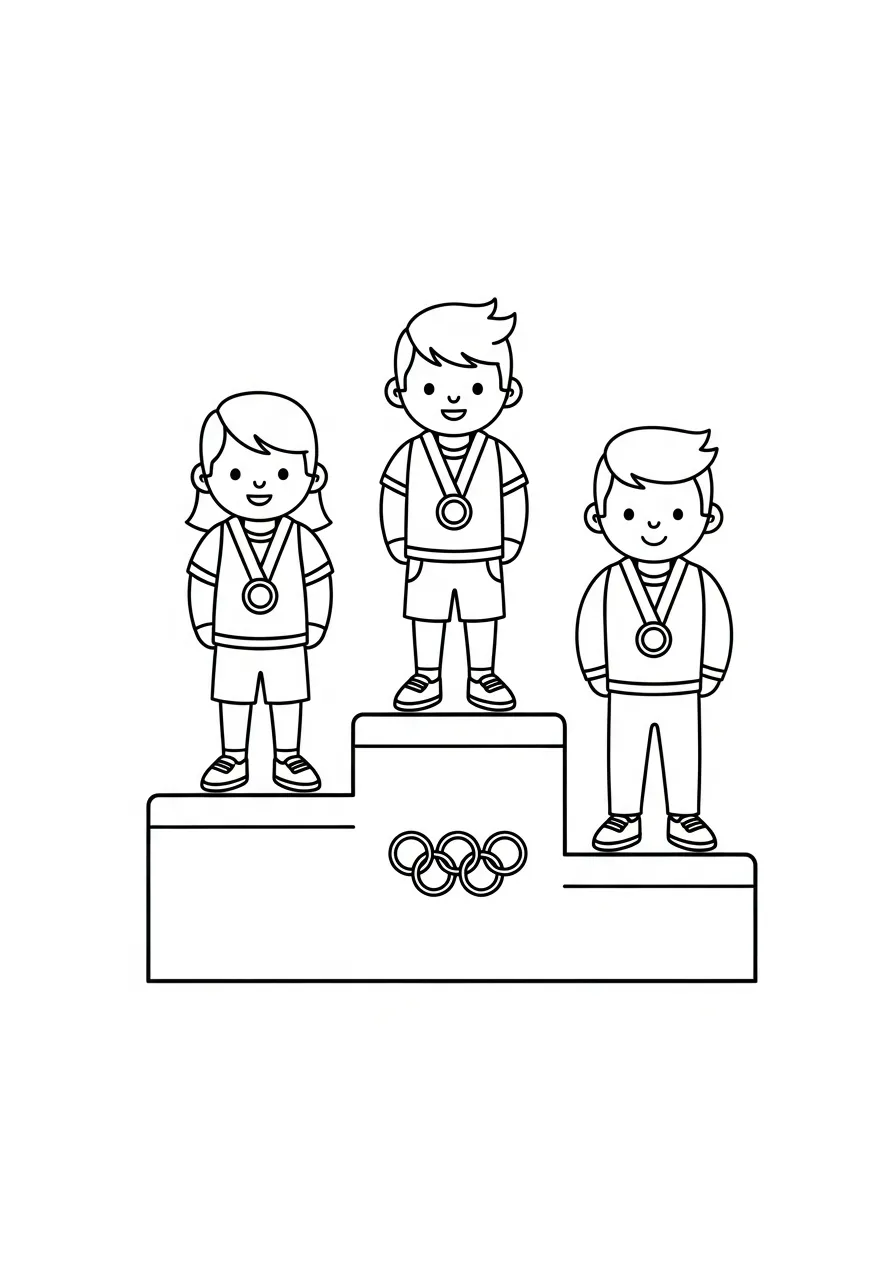 Kleurplaat Olympische Spelen 40 winnaars op podium kleurplaat