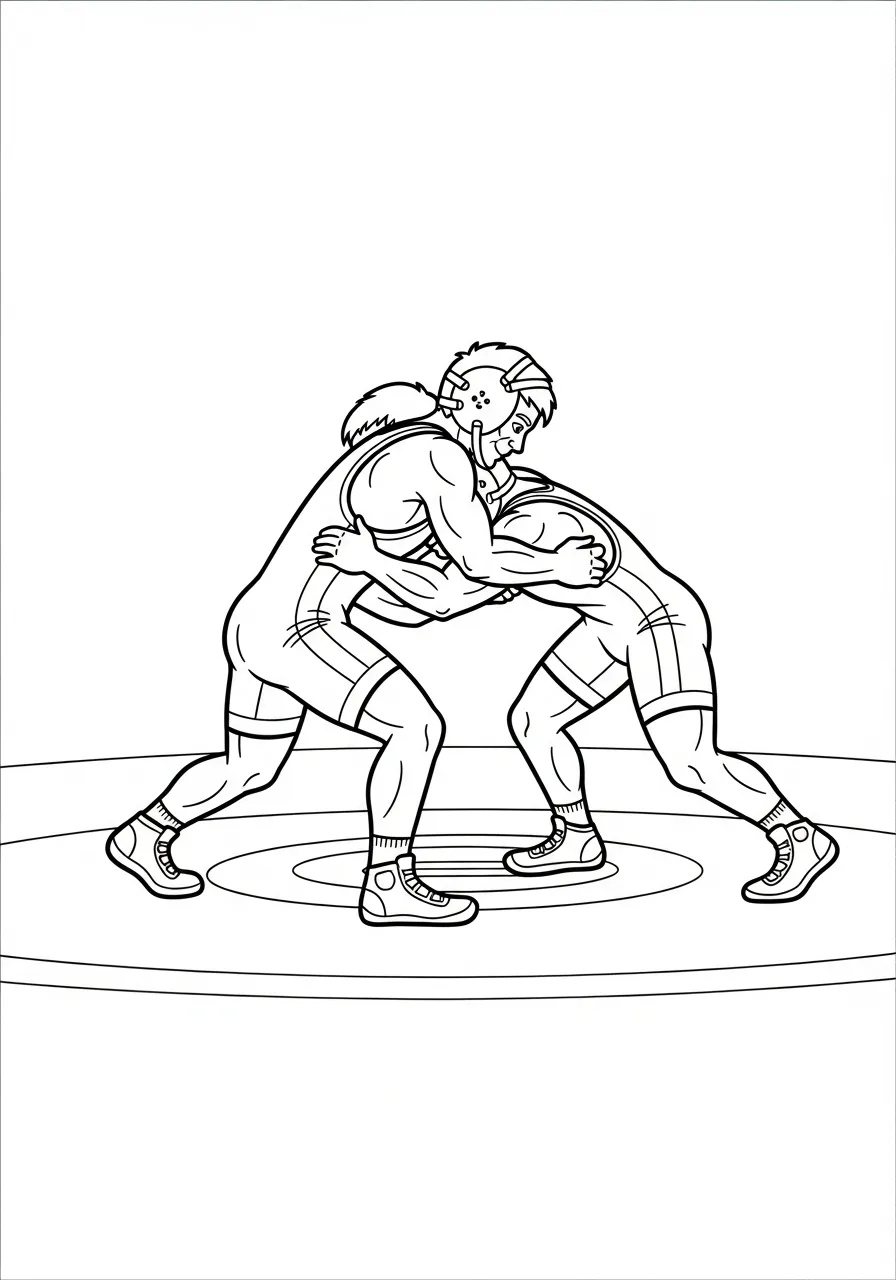 Kleurplaat Olympische Spelen 41 worstelen twee atleten kleurplaat