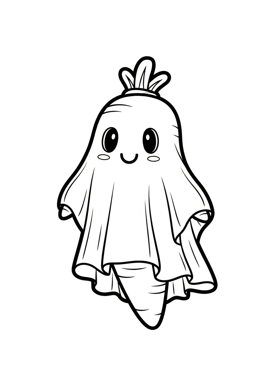 wortel als vriendelijk spook kleurplaat