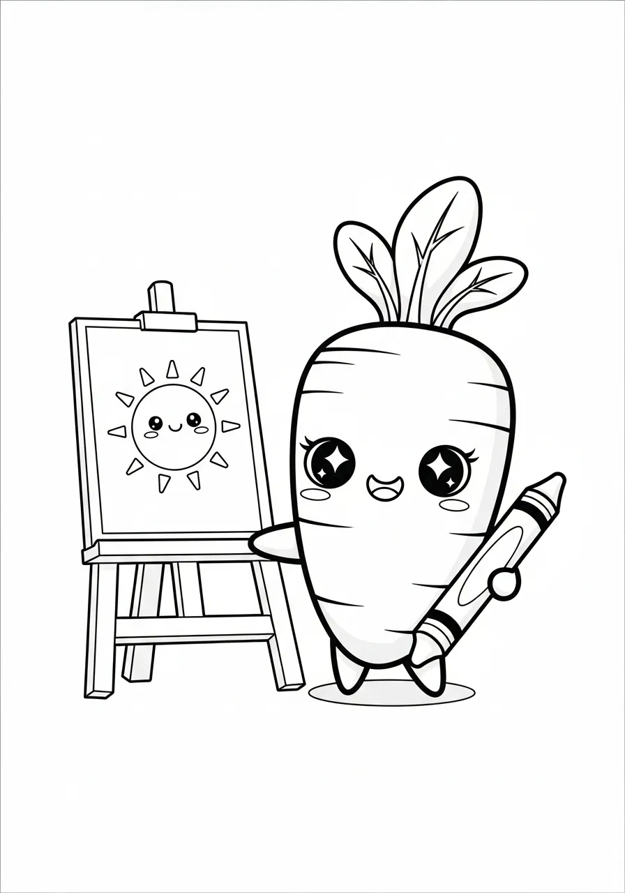 wortel schilder met ezel en zon kleurplaat