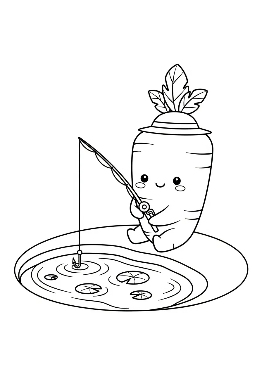 wortel visser bij vijver kleurplaat