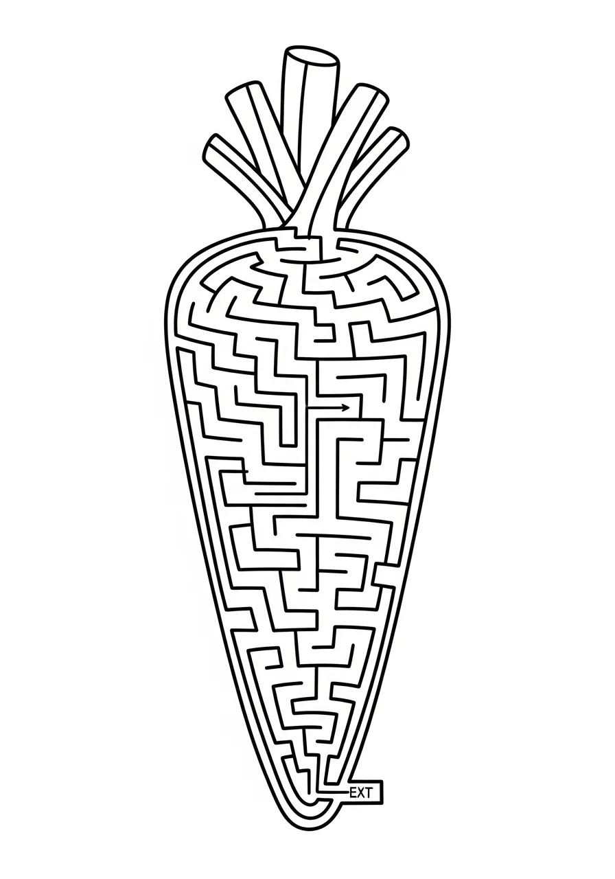 wortel vorm doolhof ext kleurplaat