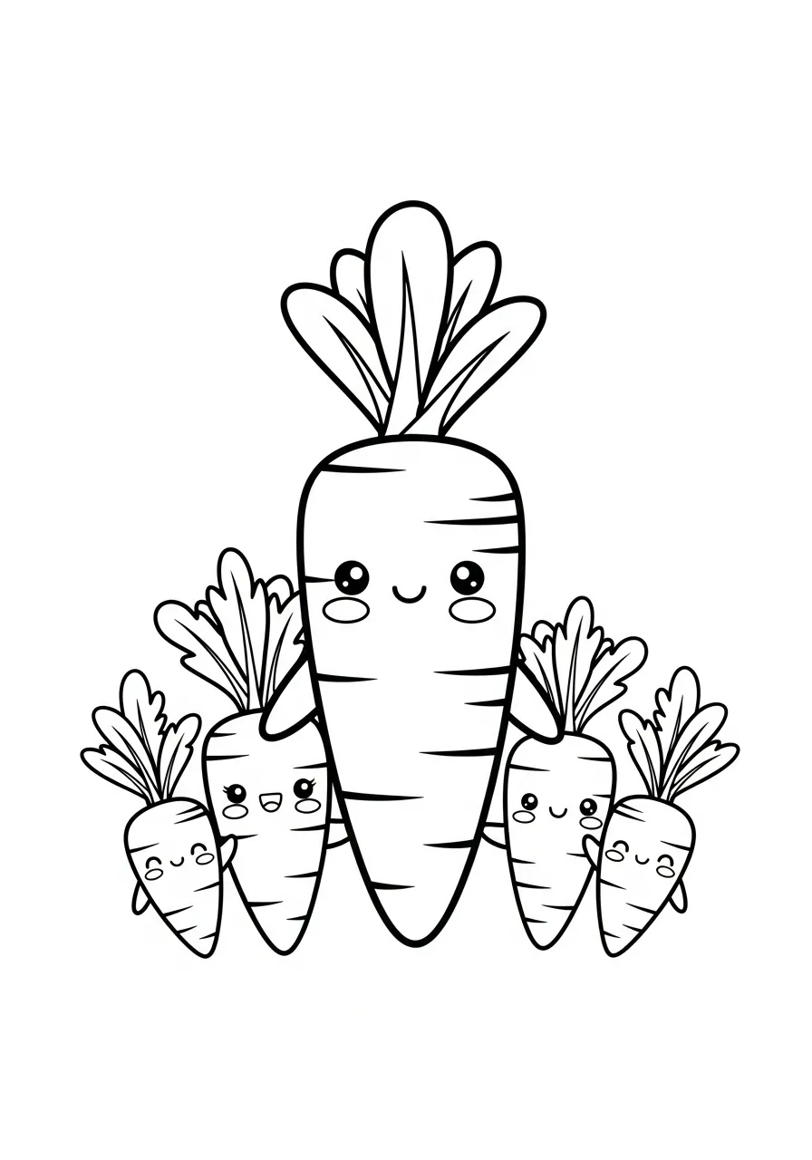 wortelfamilie groep van vijf kleurplaat