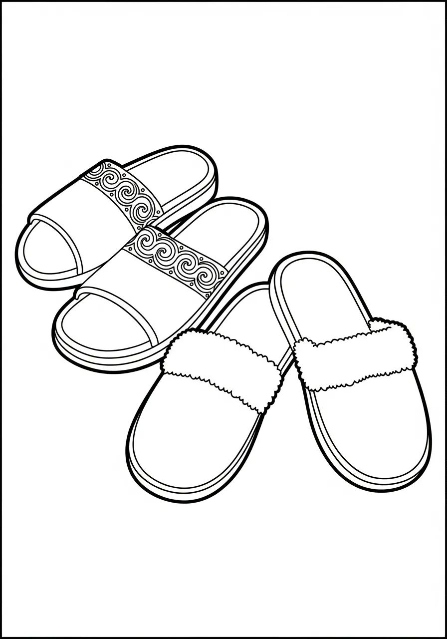 zachte en mooie slippers kleurplaat