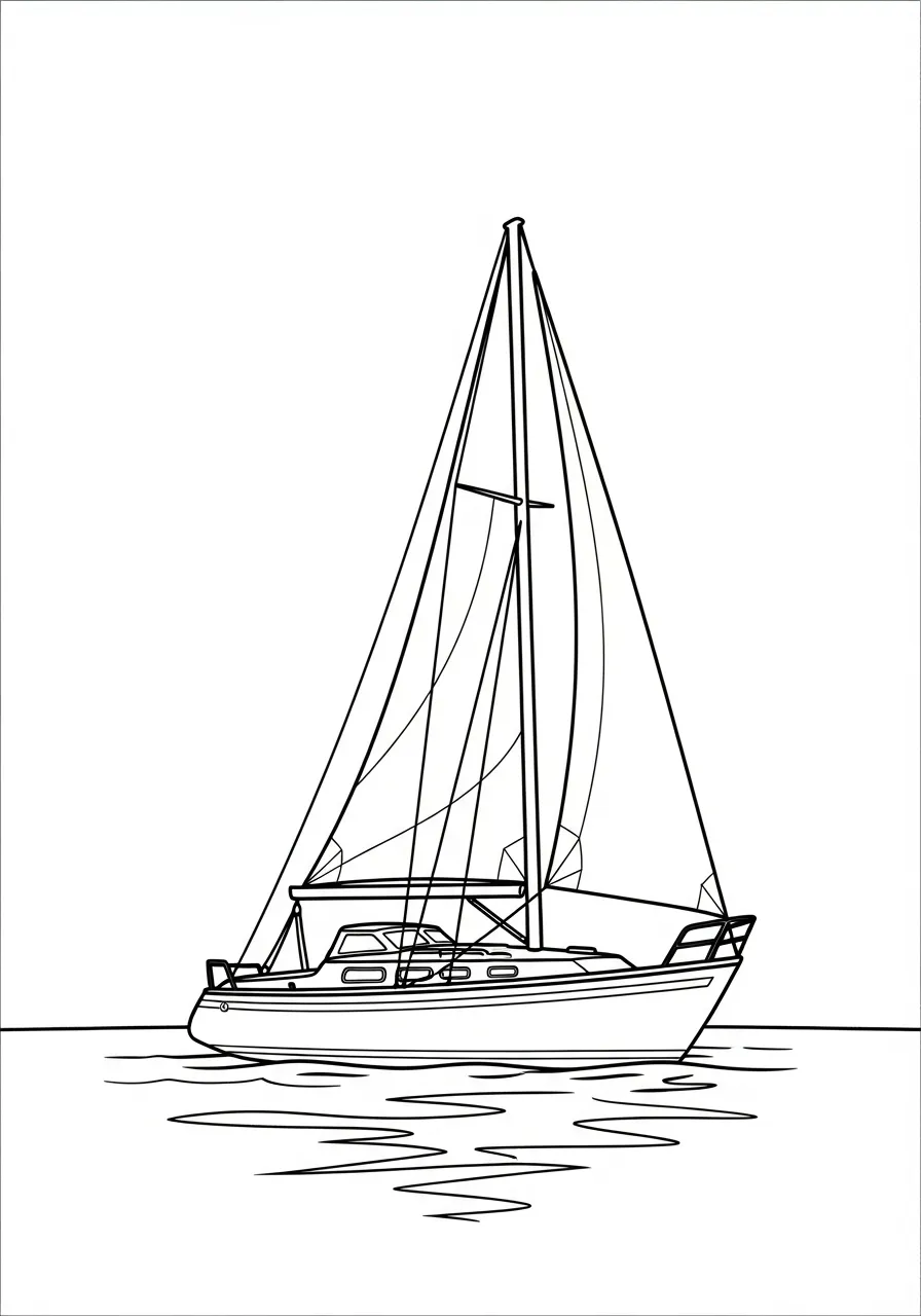 Kleurplaat Boot 37 zeilboot op zee kleurplaat