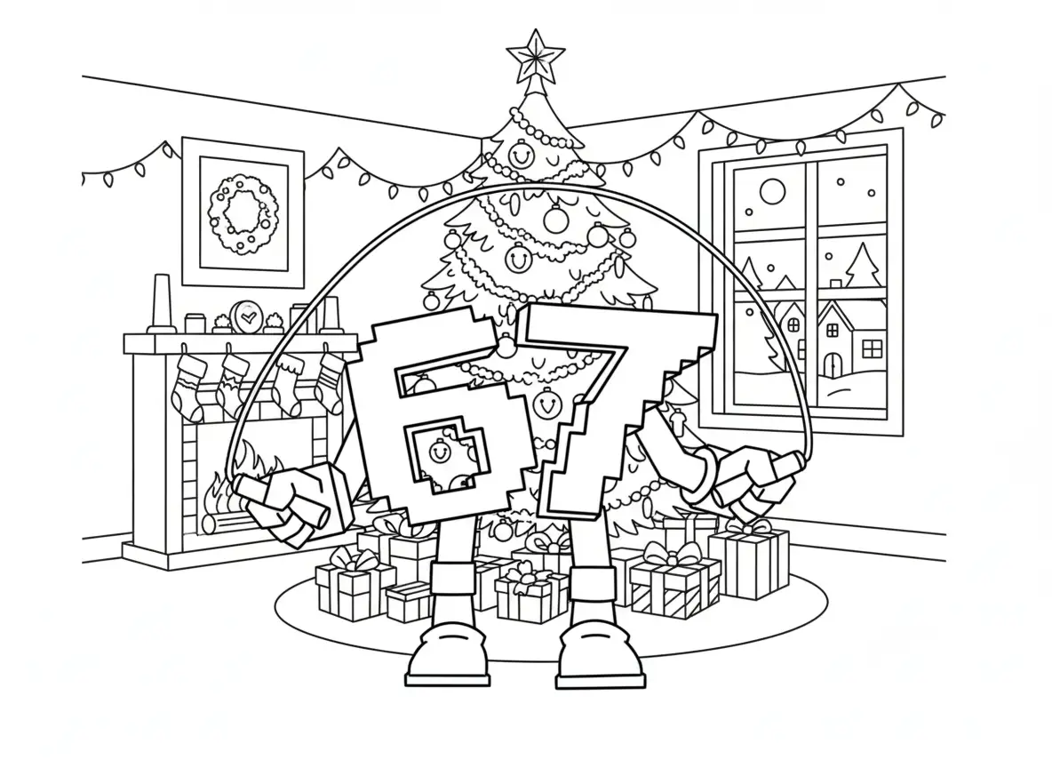 67 Brainrot Kerst Kleurplaat 12 67 Brainrot Kerst Kleurplaat 4