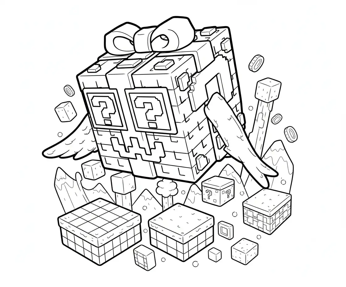 Festive Lucky Block Brainrot Kleurplaat 20 Festive Lucky Block Brainrot Kleurplaat 12