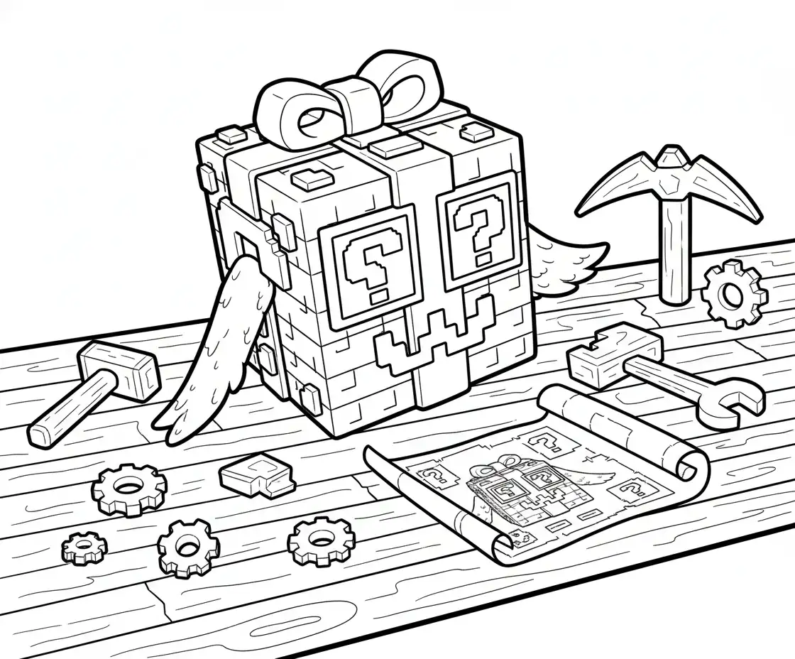 Festive Lucky Block Brainrot Kleurplaat 17 Festive Lucky Block Brainrot Kleurplaat 9