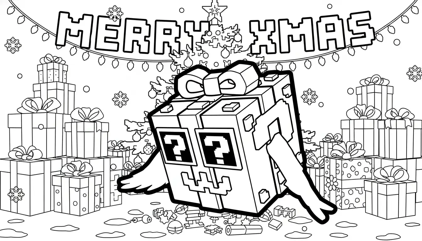 Festive Lucky Block Brainrot Kleurplaat 16 Festive Lucky Block Brainrot Kleurplaat 8