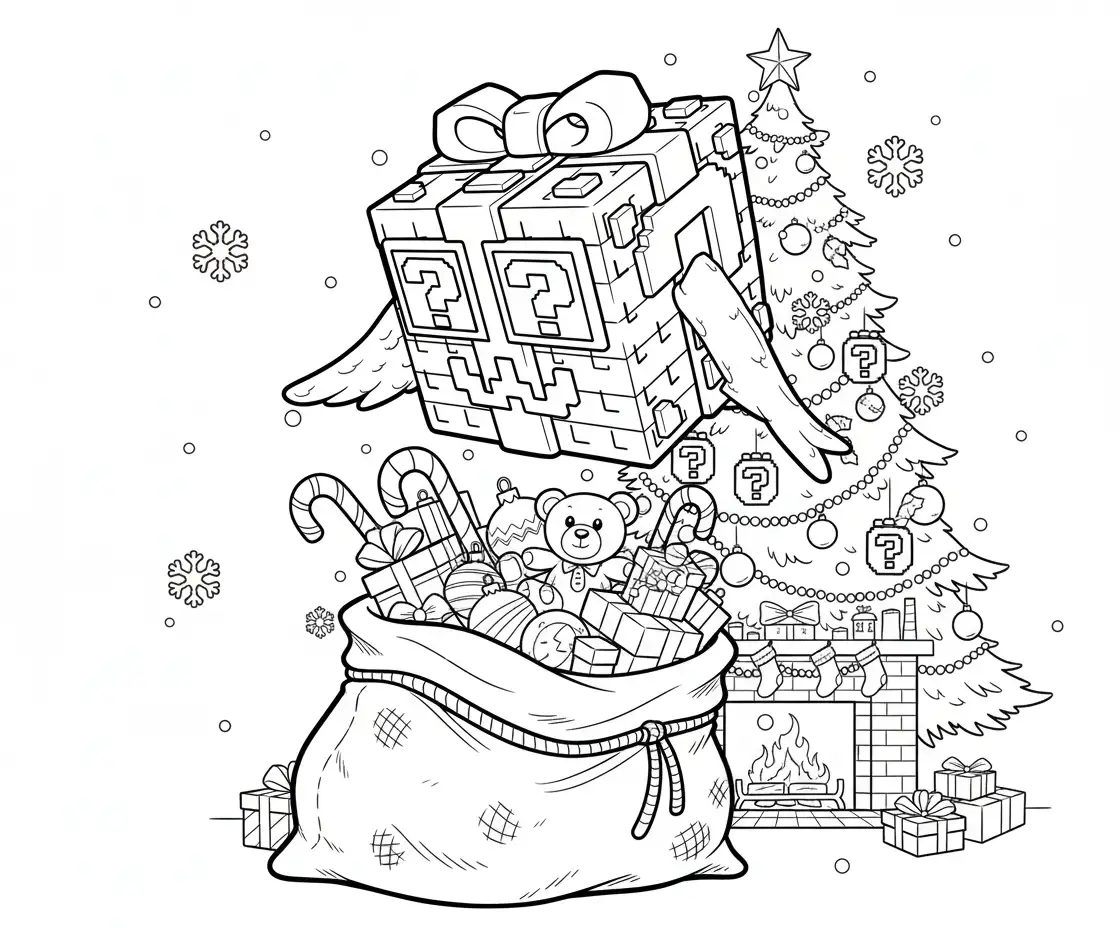 Festive Lucky Block Brainrot Kleurplaat 15 Festive Lucky Block Brainrot Kleurplaat 7