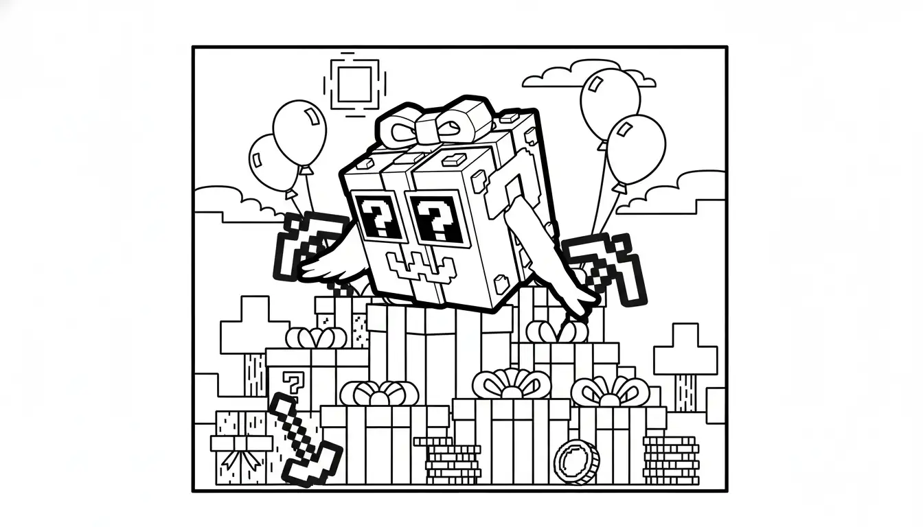 Festive Lucky Block Brainrot Kleurplaat 13 Festive Lucky Block Brainrot Kleurplaat 5