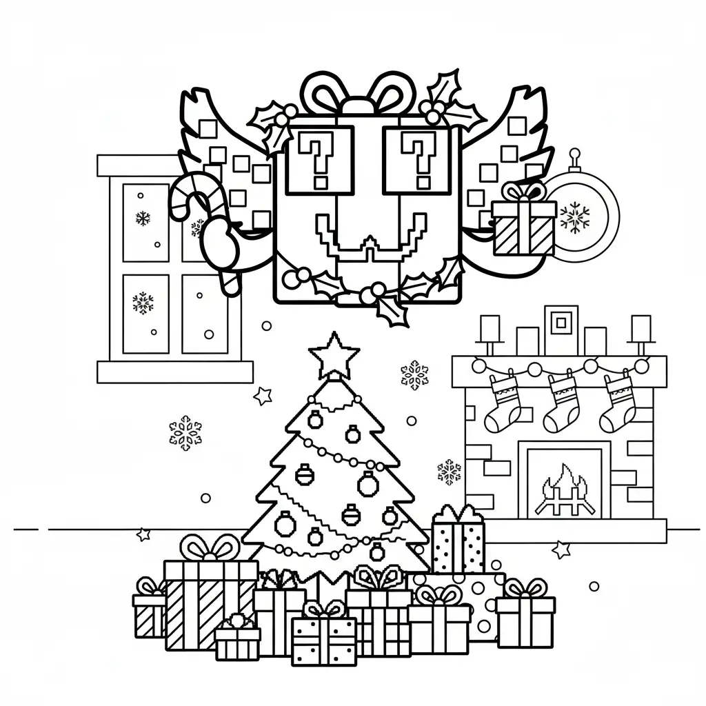 Festive Lucky Block Brainrot Kleurplaat 12 Festive Lucky Block Brainrot Kleurplaat 4