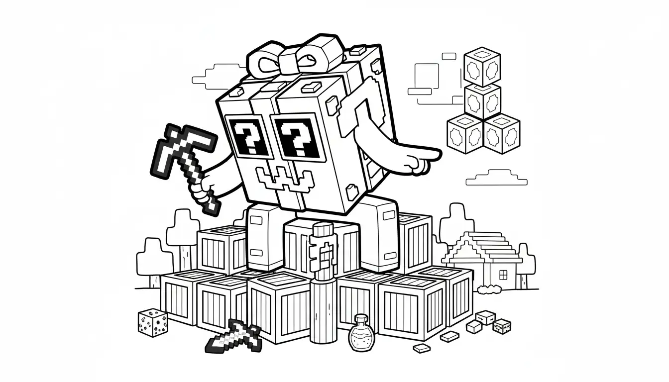 Festive Lucky Block Brainrot Kleurplaat 11 Festive Lucky Block Brainrot Kleurplaat 3