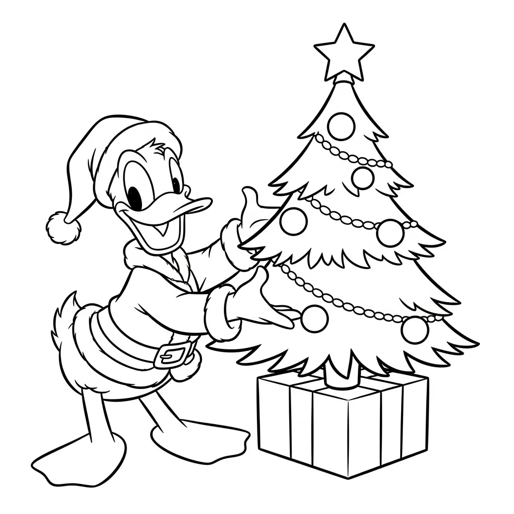 Kerst Donald Duck Kleurplaat 1