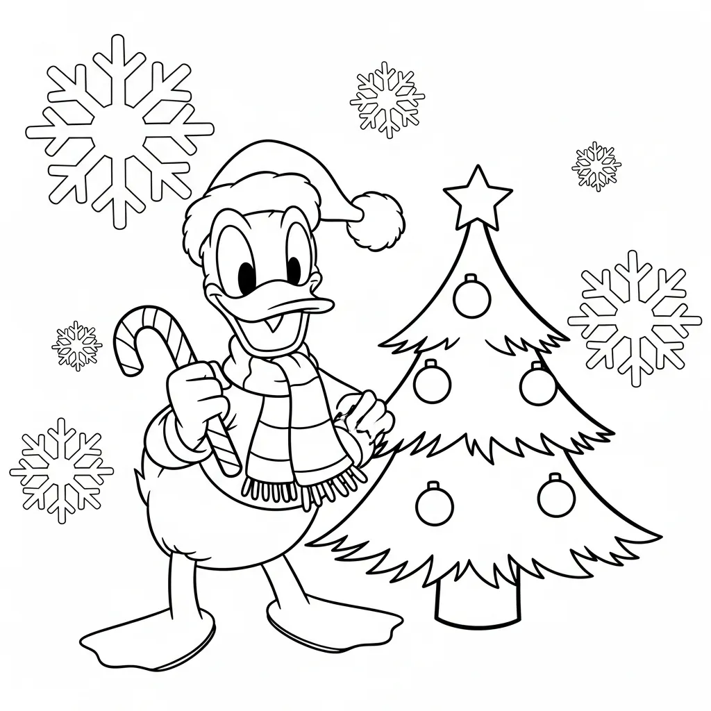 Kerst Donald Duck Kleurplaat 2