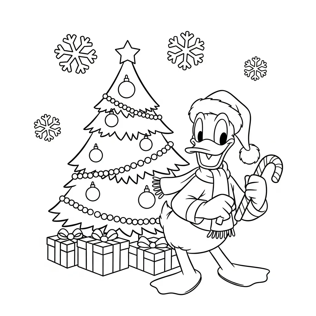 Kerst Donald Duck Kleurplaat 3