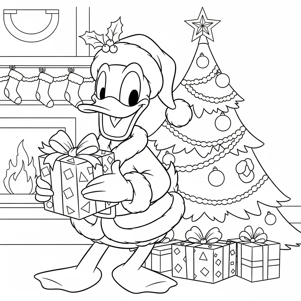 Kerst Donald Duck Kleurplaat 4